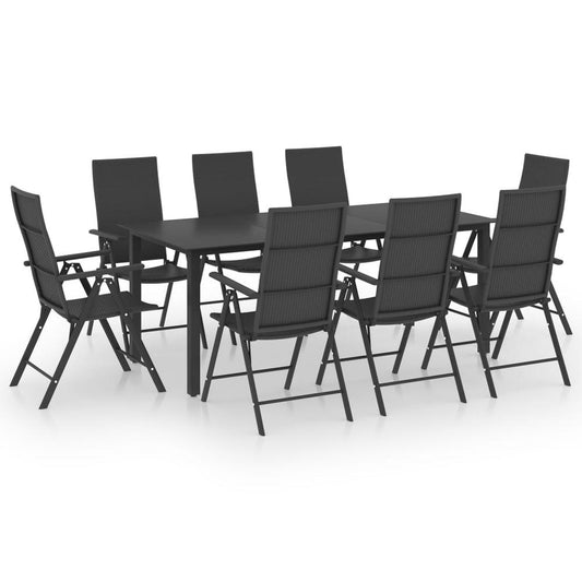 vidaXL 9 Piece Garden Dining Set Black 0051