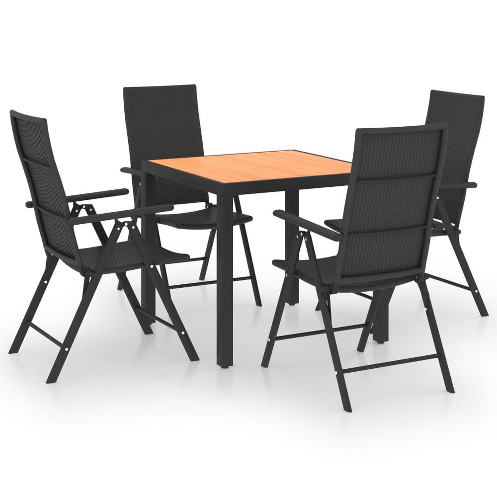 vidaXL 5 Piece Garden Dining Set Black and Brown 0053