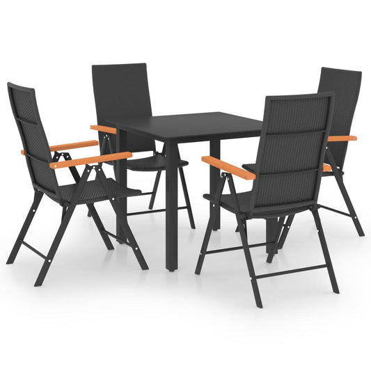 vidaXL 5 Piece Garden Dining Set Black and Brown 0071