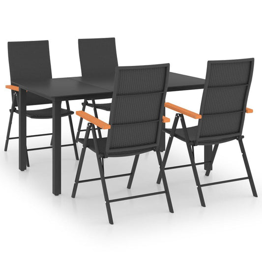 vidaXL 5 Piece Garden Dining Set Black and Brown 0072