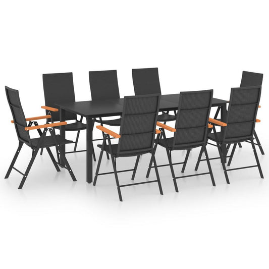 vidaXL 9 Piece Garden Dining Set Black and Brown 0075