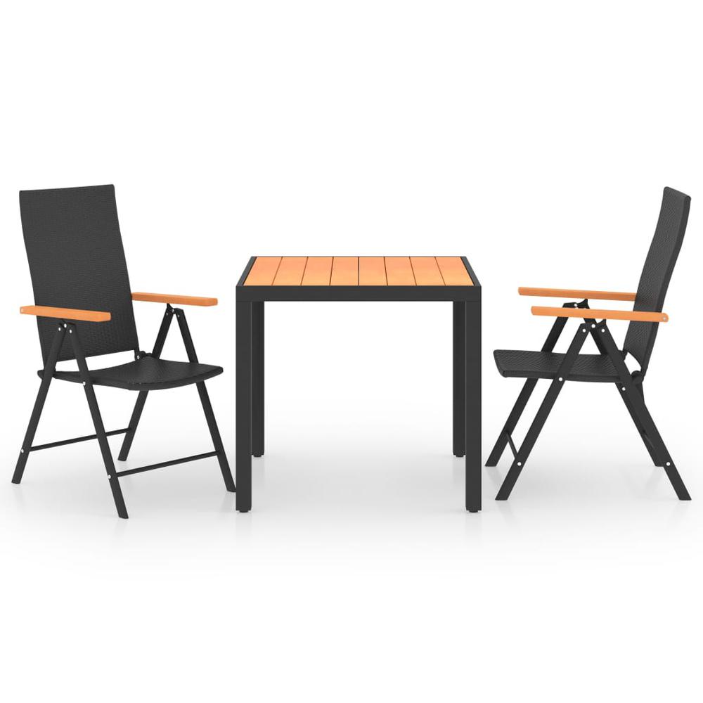 vidaXL 3 Piece Garden Dining Set Black and Brown 0076