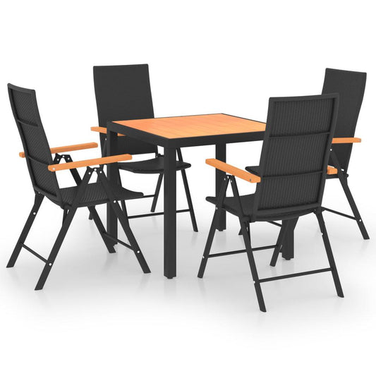 vidaXL 5 Piece Garden Dining Set Black and Brown 0077