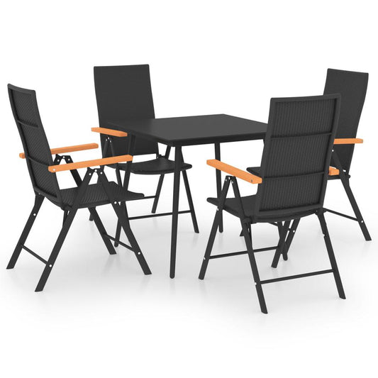 vidaXL 5 Piece Garden Dining Set Black and Brown 0089