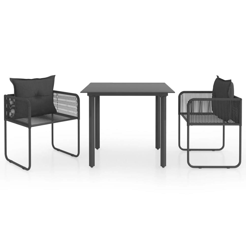 vidaXL 3 Piece Garden Dining Set PVC Rattan Black 0094