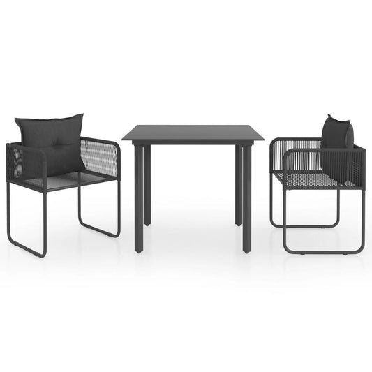 vidaXL 3 Piece Garden Dining Set PVC Rattan Black 0094