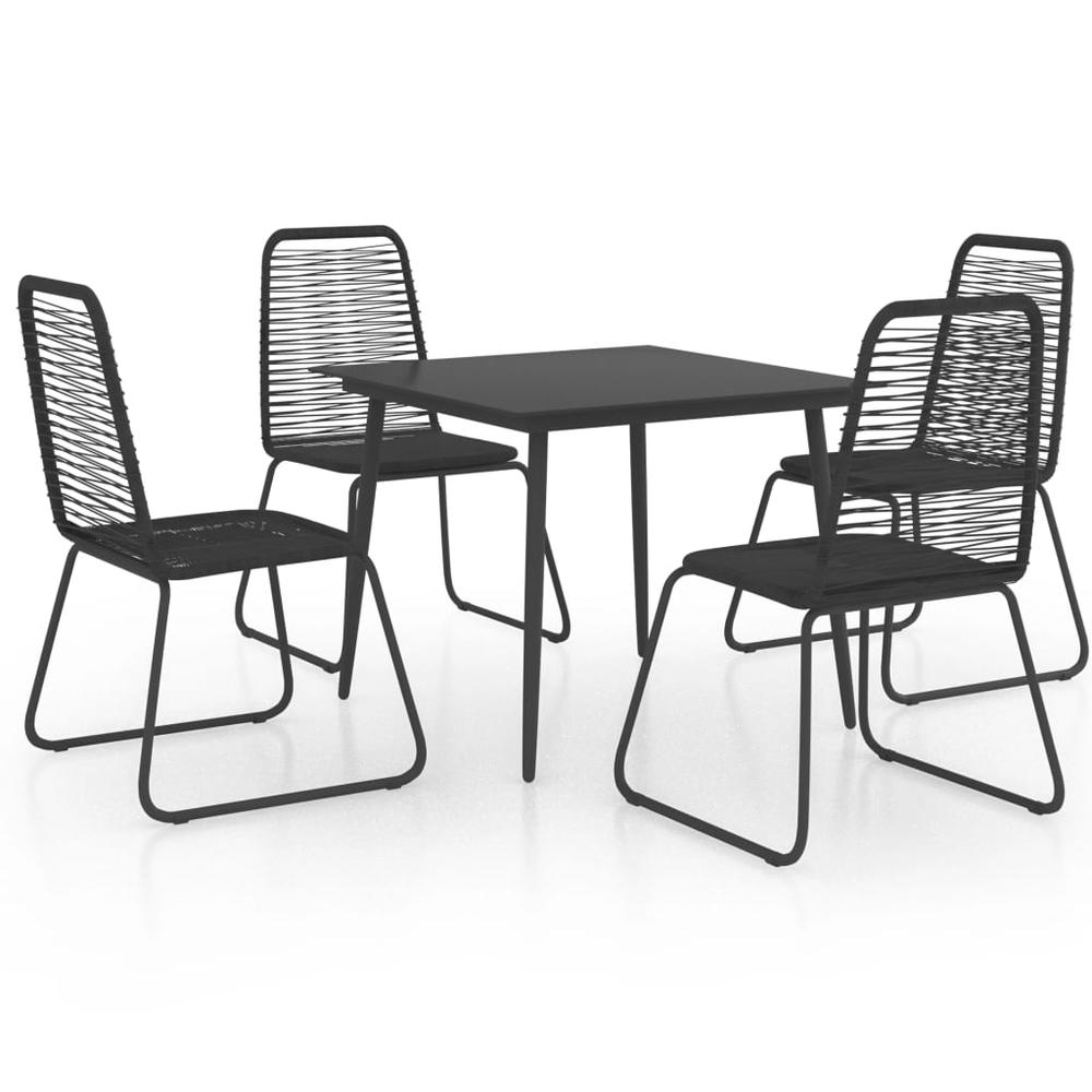 vidaXL 5 Piece Garden Dining Set PVC Rattan Black 0113