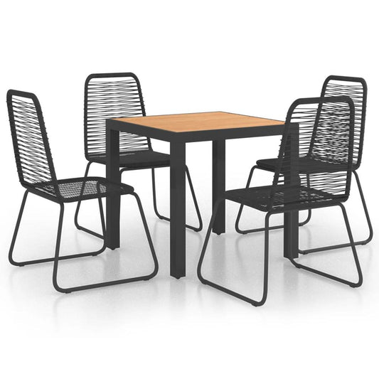 vidaXL 5 Piece Garden Dining Set PVC Rattan Black and Brown 0125