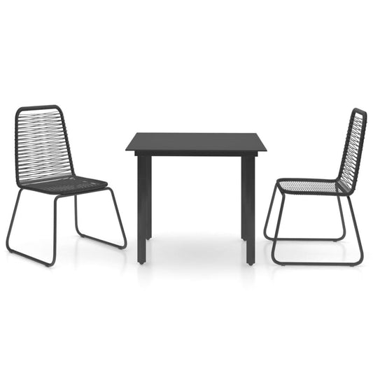 vidaXL 3 Piece Garden Dining Set PVC Rattan Black 0130