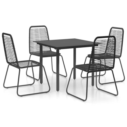 vidaXL 5 Piece Garden Dining Set PVC Rattan Black 0131