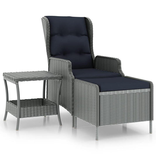 vidaXL 2 Piece Garden Lounge Set with Cushions Poly Rattan Light Gray 0152