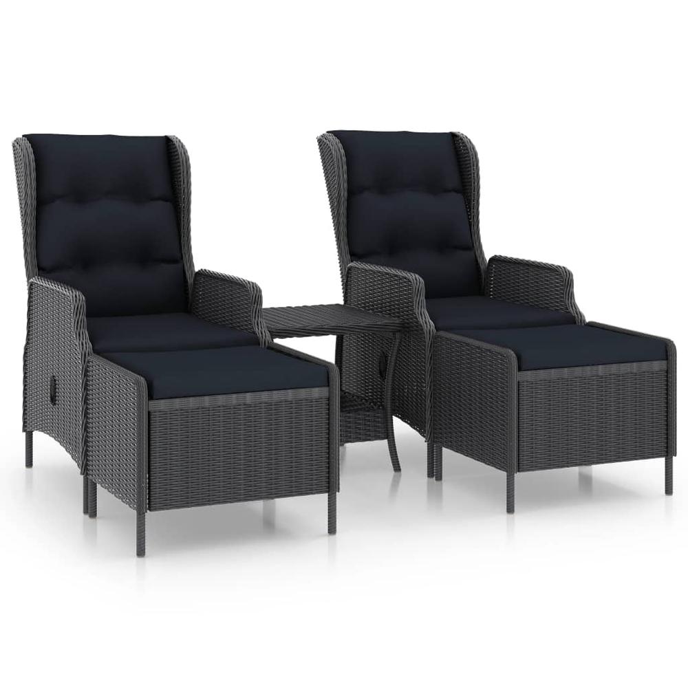 vidaXL 3 Piece Garden Lounge Set with Cushions Poly Rattan Dark Gray 0154