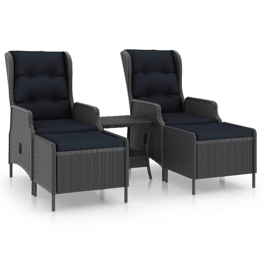 vidaXL 3 Piece Garden Lounge Set with Cushions Poly Rattan Dark Gray 0154