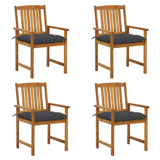 vidaXL Director's Chairs with Cushions 4 pcs Solid Acacia Wood 1198