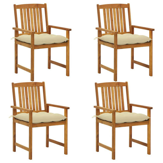 vidaXL Director's Chairs with Cushions 4 pcs Solid Acacia Wood 1202