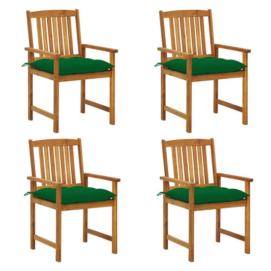 vidaXL Director's Chairs with Cushions 4 pcs Solid Acacia Wood 1208