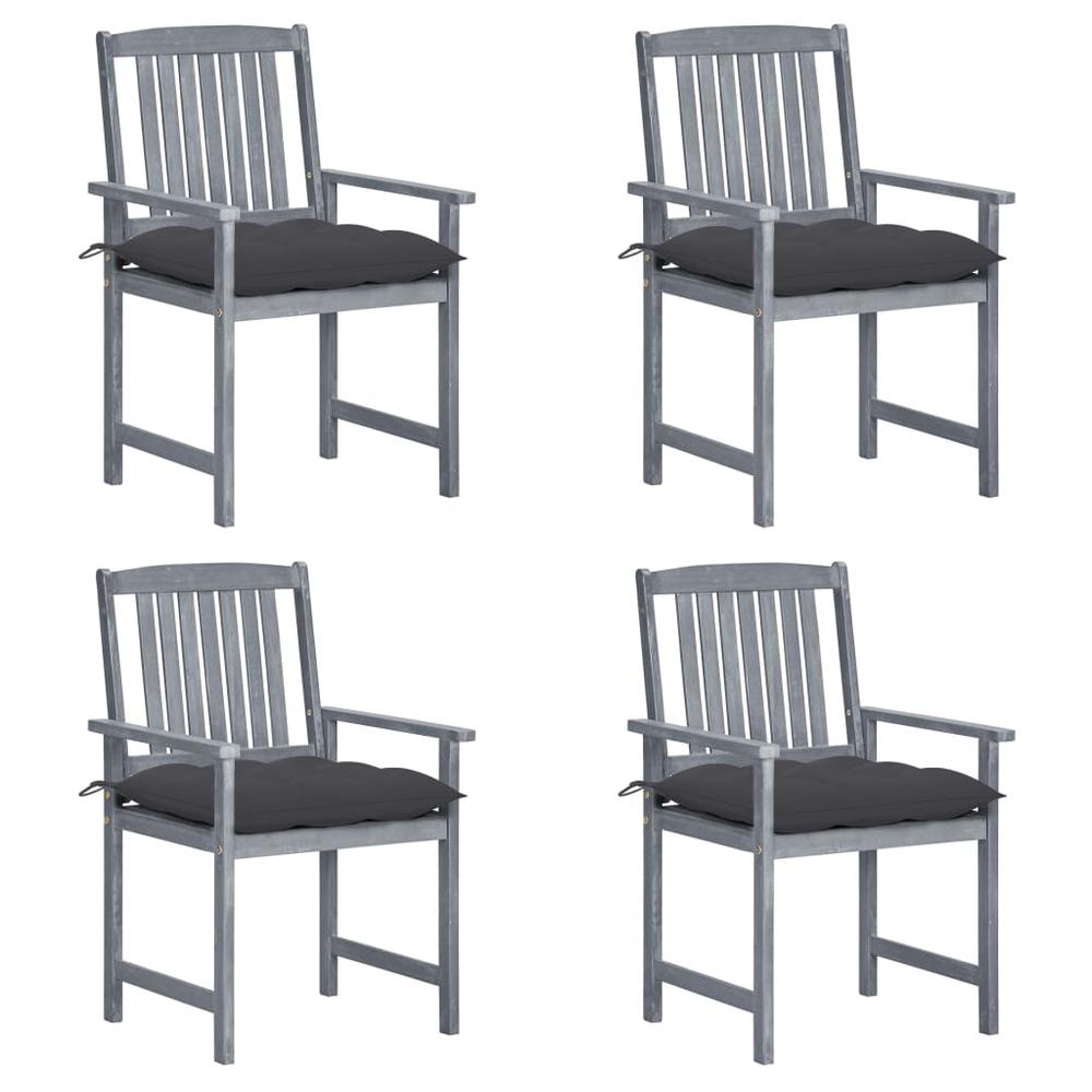 vidaXL Director's Chairs with Cushions 4 pcs Gray Solid Acacia Wood 1252