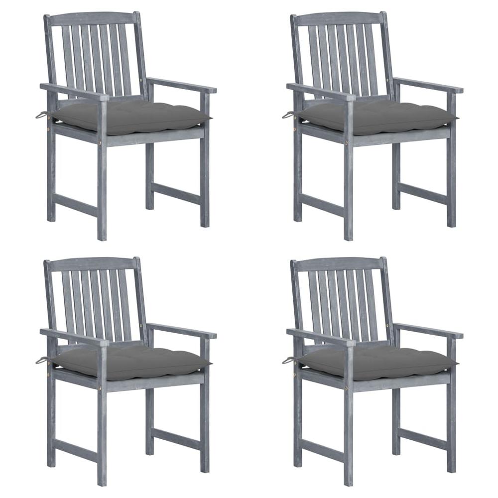 vidaXL Director's Chairs with Cushions 4 pcs Gray Solid Acacia Wood 1254