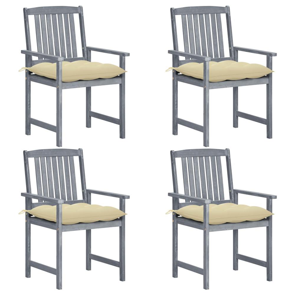 vidaXL Director's Chairs with Cushions 4 pcs Gray Solid Acacia Wood 1256