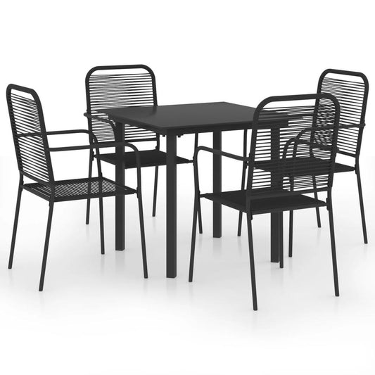 vidaXL 5 Piece Garden Dining Set Black Glass and Steel 0208