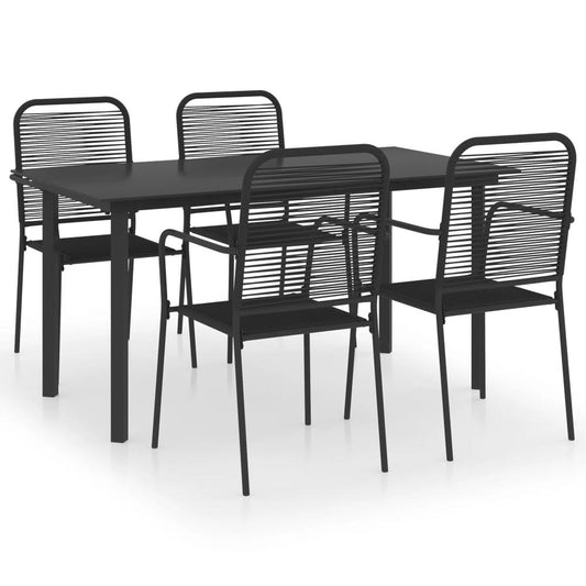 vidaXL 5 Piece Garden Dining Set Black Glass and Steel 0209