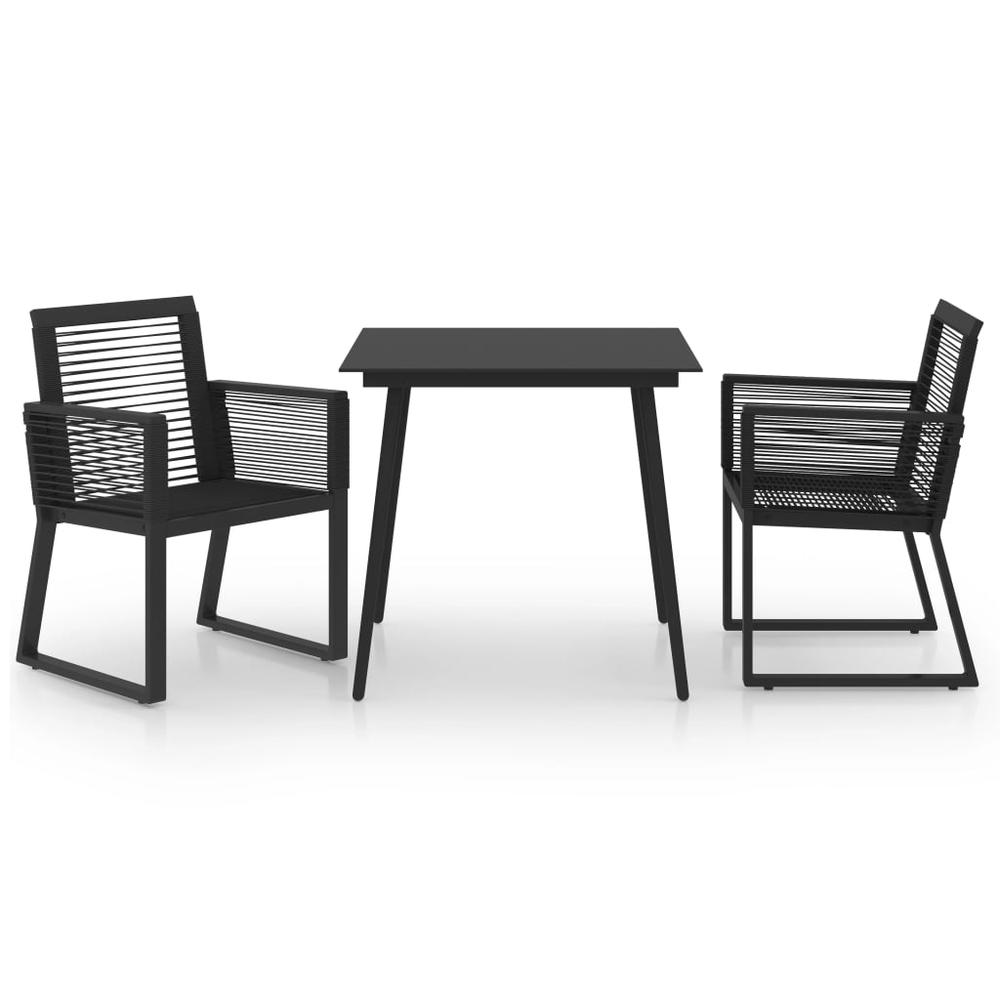 vidaXL 3 Piece Outdoor Dining Set PVC Rattan Black 0213