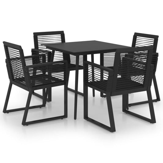 vidaXL 5 Piece Outdoor Dining Set PVC Rattan Black 0214