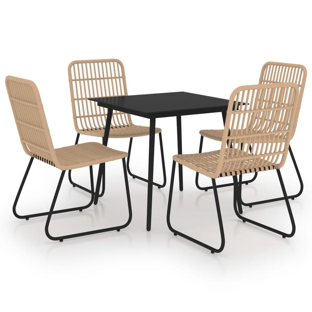 vidaXL 5 Piece Outdoor Dining Set Poly Rattan and Glass 0232