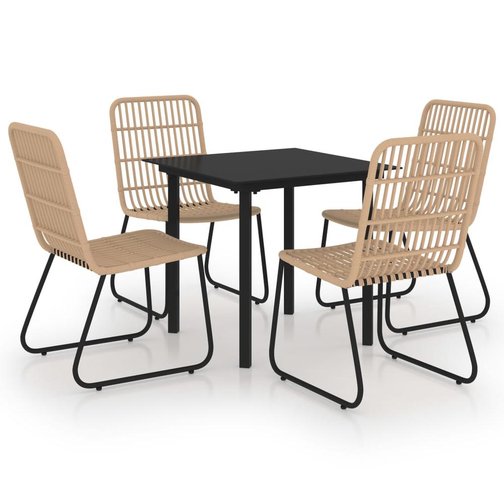 vidaXL 5 Piece Outdoor Dining Set Poly Rattan and Glass 0238