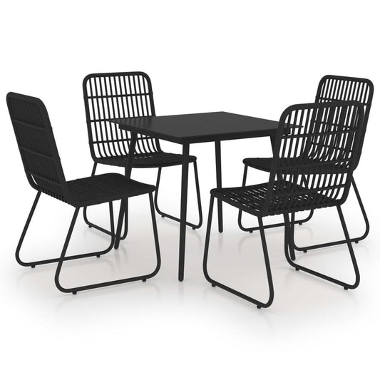 vidaXL 5 Piece Outdoor Dining Set Poly Rattan and Glass 0244