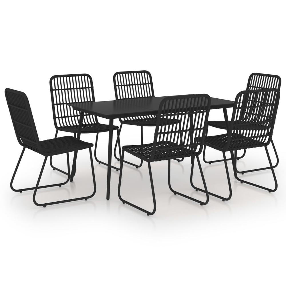 vidaXL 7 Piece Outdoor Dining Set Poly Rattan and Glass 0246