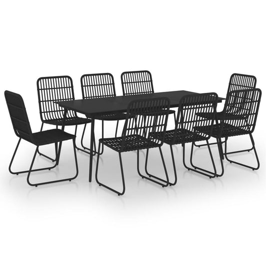 vidaXL 9 Piece Outdoor Dining Set Poly Rattan and Glass 0248