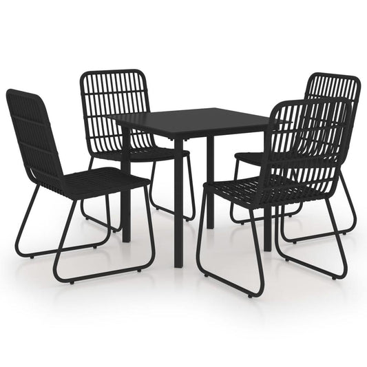 vidaXL 5 Piece Outdoor Dining Set Poly Rattan and Glass 0250