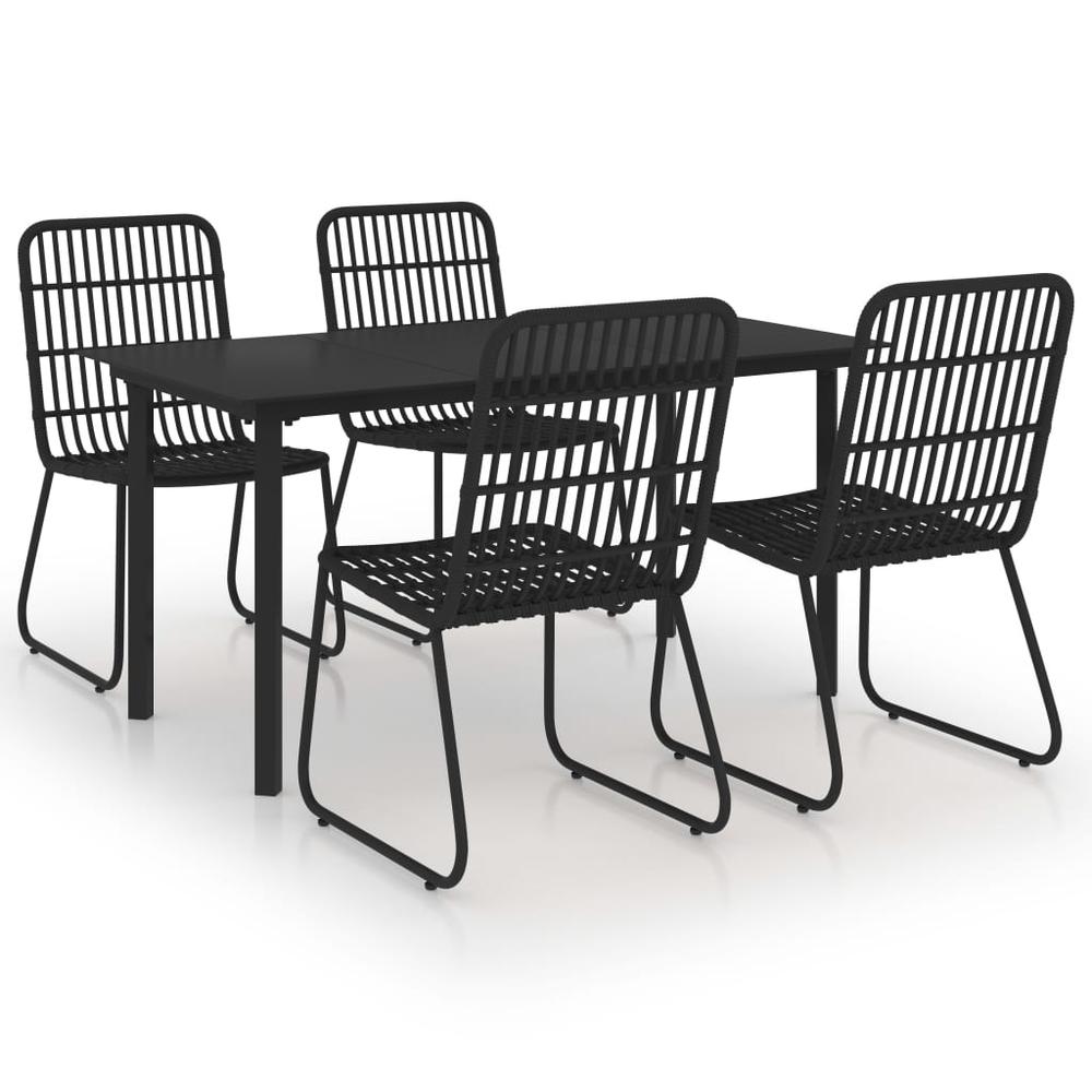 vidaXL 5 Piece Outdoor Dining Set Poly Rattan and Glass 0251