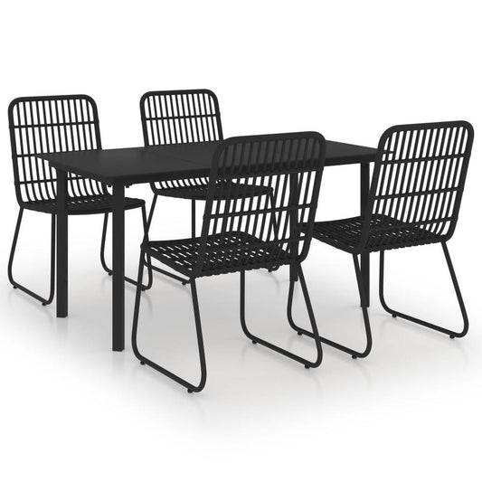 vidaXL 5 Piece Outdoor Dining Set Poly Rattan and Glass 0251