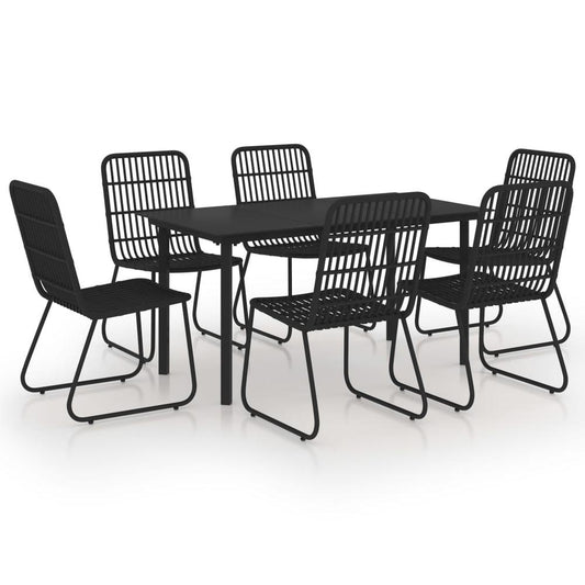 vidaXL 7 Piece Outdoor Dining Set Poly Rattan and Glass 0252