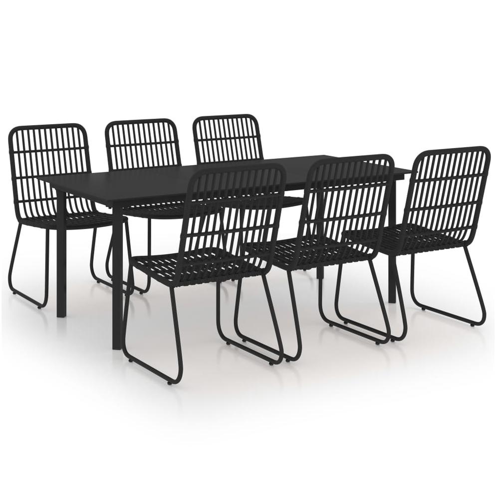 vidaXL 7 Piece Outdoor Dining Set Poly Rattan and Glass 0253