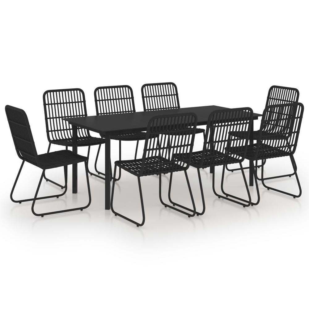 vidaXL 9 Piece Outdoor Dining Set Poly Rattan and Glass 0254