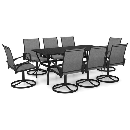 vidaXL 9 Piece Garden Dining Set Textilene and Steel 0286