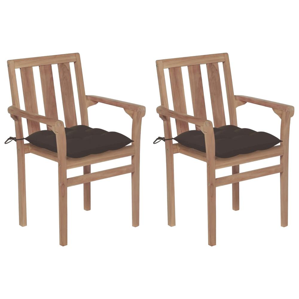 vidaXL Garden Chairs 2 pcs with Taupe Cushions Solid Teak Wood, 3062231