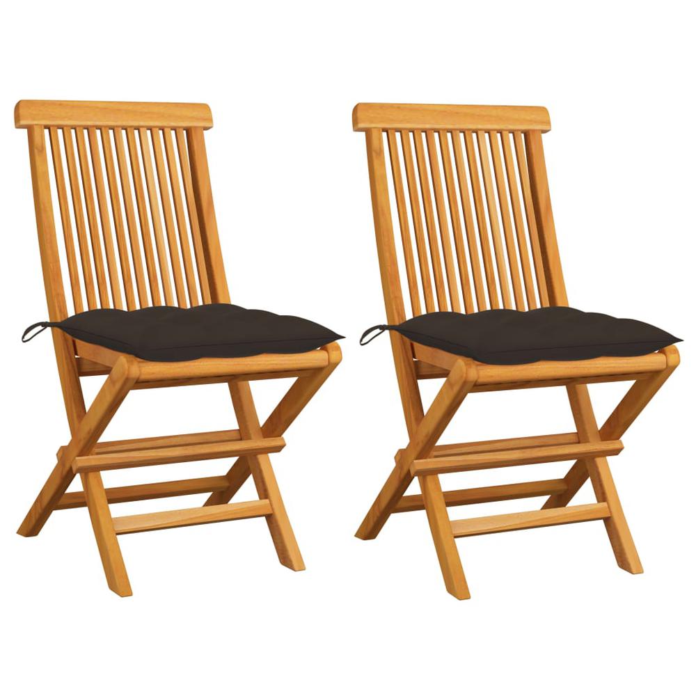 vidaXL Garden Chairs with Taupe Cushions 2 pcs Solid Teak Wood 2483