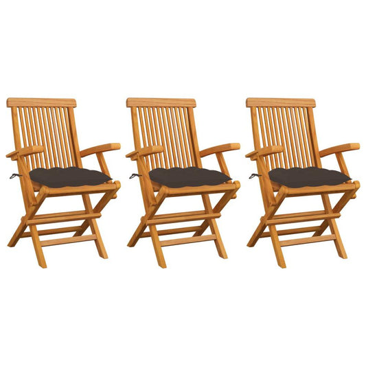 vidaXL Garden Chairs with Taupe Cushions 3 pcs Solid Teak Wood 2537