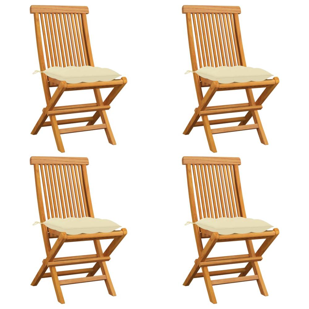 vidaXL Garden Chairs with Cream White Cushions 4 pcs Solid Teak Wood 2585