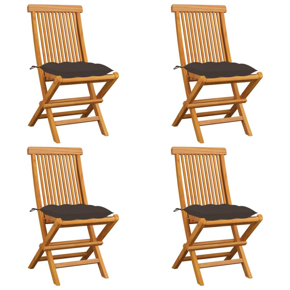 vidaXL Garden Chairs with Taupe Cushions 4 pcs Solid Teak Wood 2591