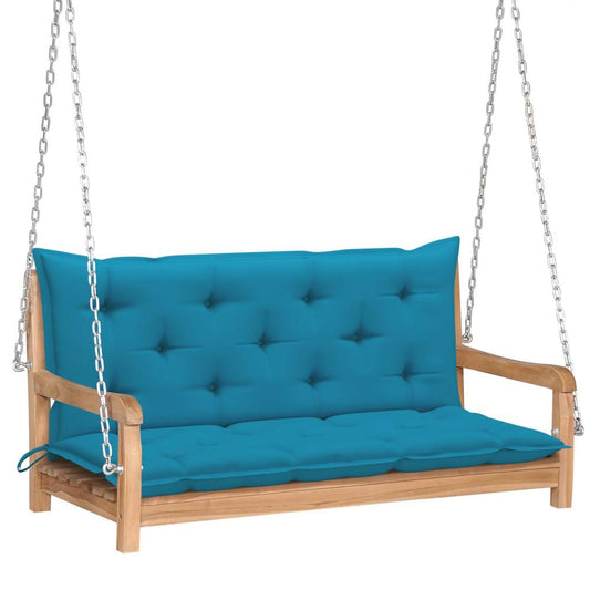 vidaXL Swing Bench with Light Blue Cushion 47.2" Solid Teak Wood 2869