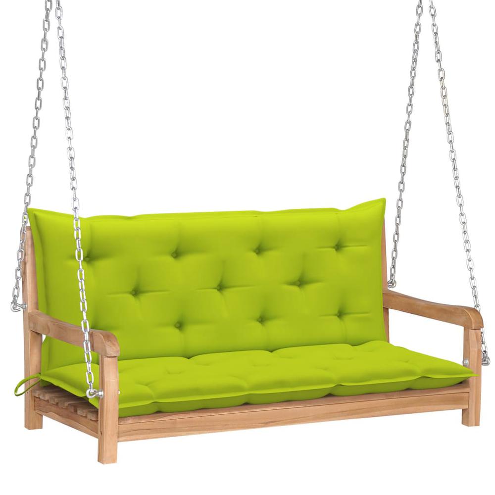 vidaXL Swing Bench with Bright Green Cushion 47.2" Solid Teak Wood 2876