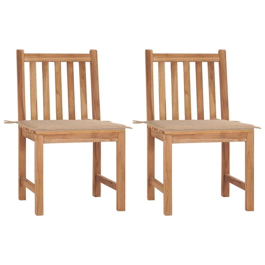 vidaXL Garden Chairs 2 pcs with Cushions Solid Teak Wood 2919