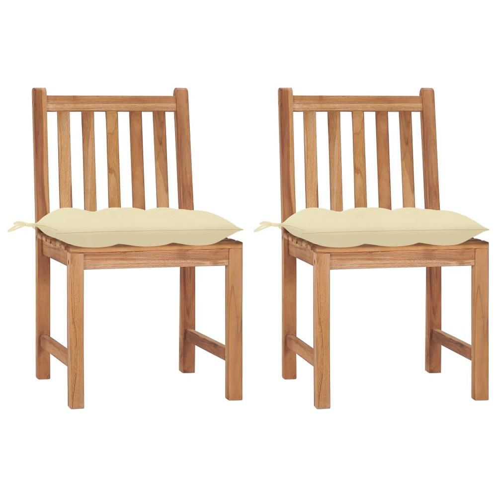 vidaXL Garden Chairs 2 pcs with Cushions Solid Teak Wood 2933