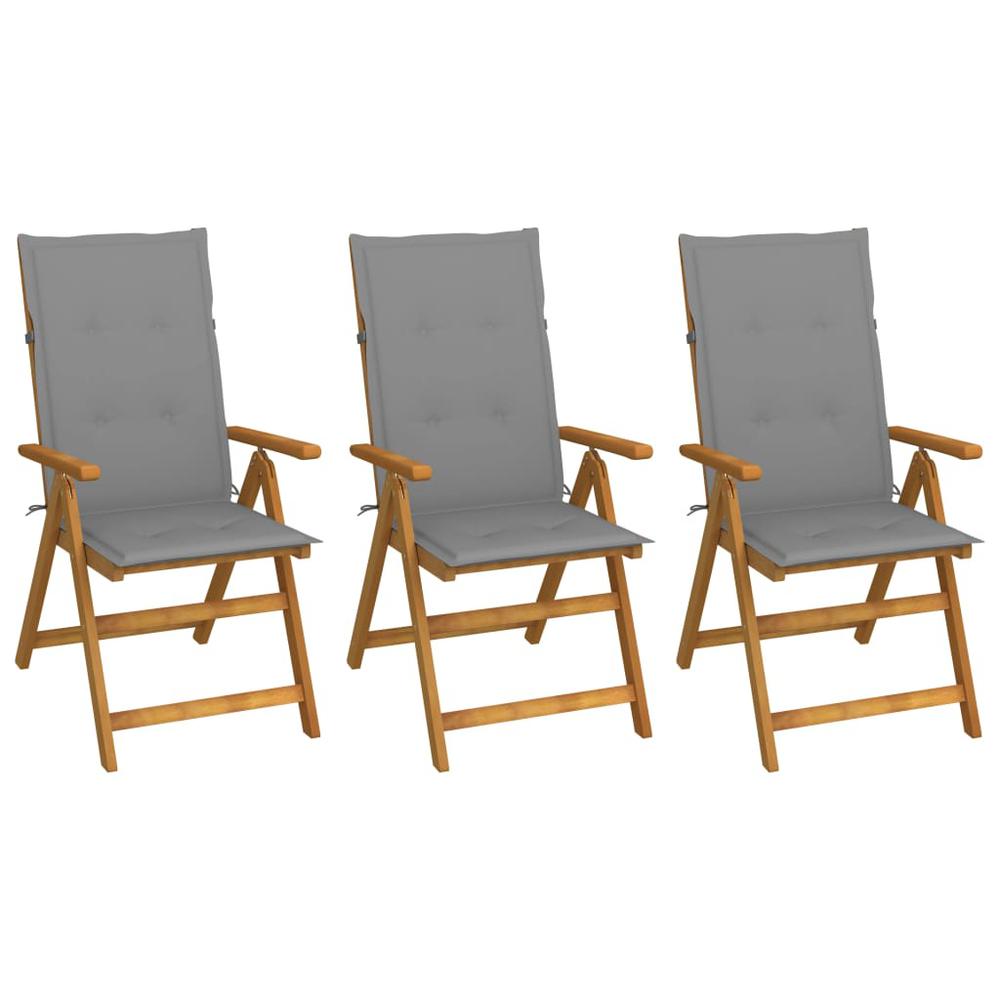 vidaXL Folding Garden Chairs 3 pcs with Cushions Solid Acacia Wood, 3064090