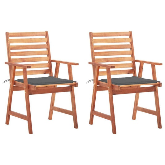 vidaXL Outdoor Dining Chairs 2 pcs with Cushions Solid Acacia Wood 4320